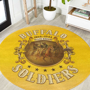 Honor Buffalo Soldiers Round Carpet African American Cavalry Yellow Version - African Pride