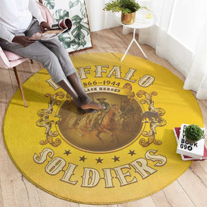 Honor Buffalo Soldiers Round Carpet African American Cavalry Yellow Version - African Pride
