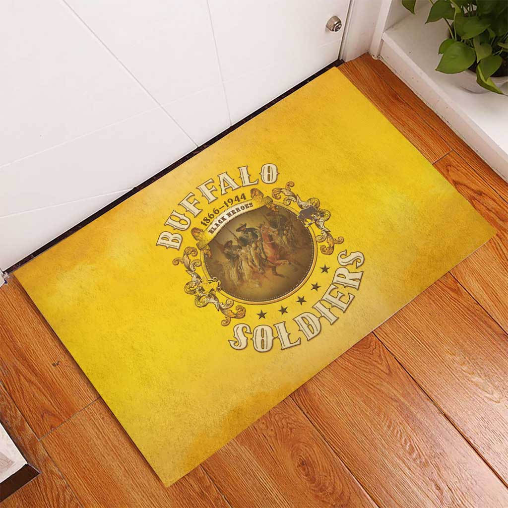 Honor Buffalo Soldiers Rubber Doormat African American Cavalry Yellow Version - African Pride