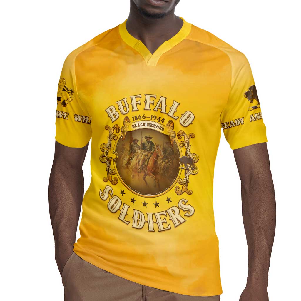 Honor Buffalo Soldiers Rugby Jersey African American Cavalry Yellow Version - African Pride