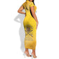 Honor Buffalo Soldiers Short Sleeve Bodycon Dress African American Cavalry Yellow Version - African Pride