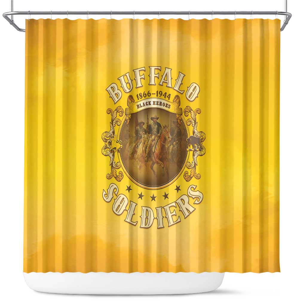 Honor Buffalo Soldiers Shower Curtain African American Cavalry Yellow Version - African Pride