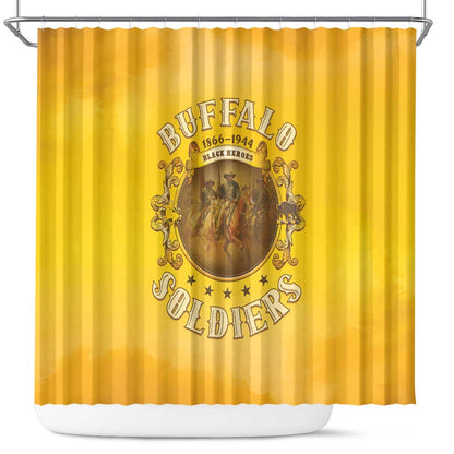 Honor Buffalo Soldiers Shower Curtain African American Cavalry Yellow Version - African Pride