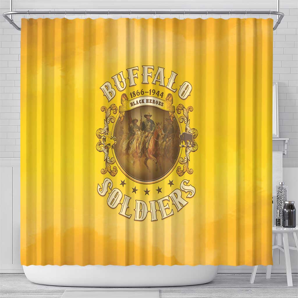 Honor Buffalo Soldiers Shower Curtain African American Cavalry Yellow Version - African Pride