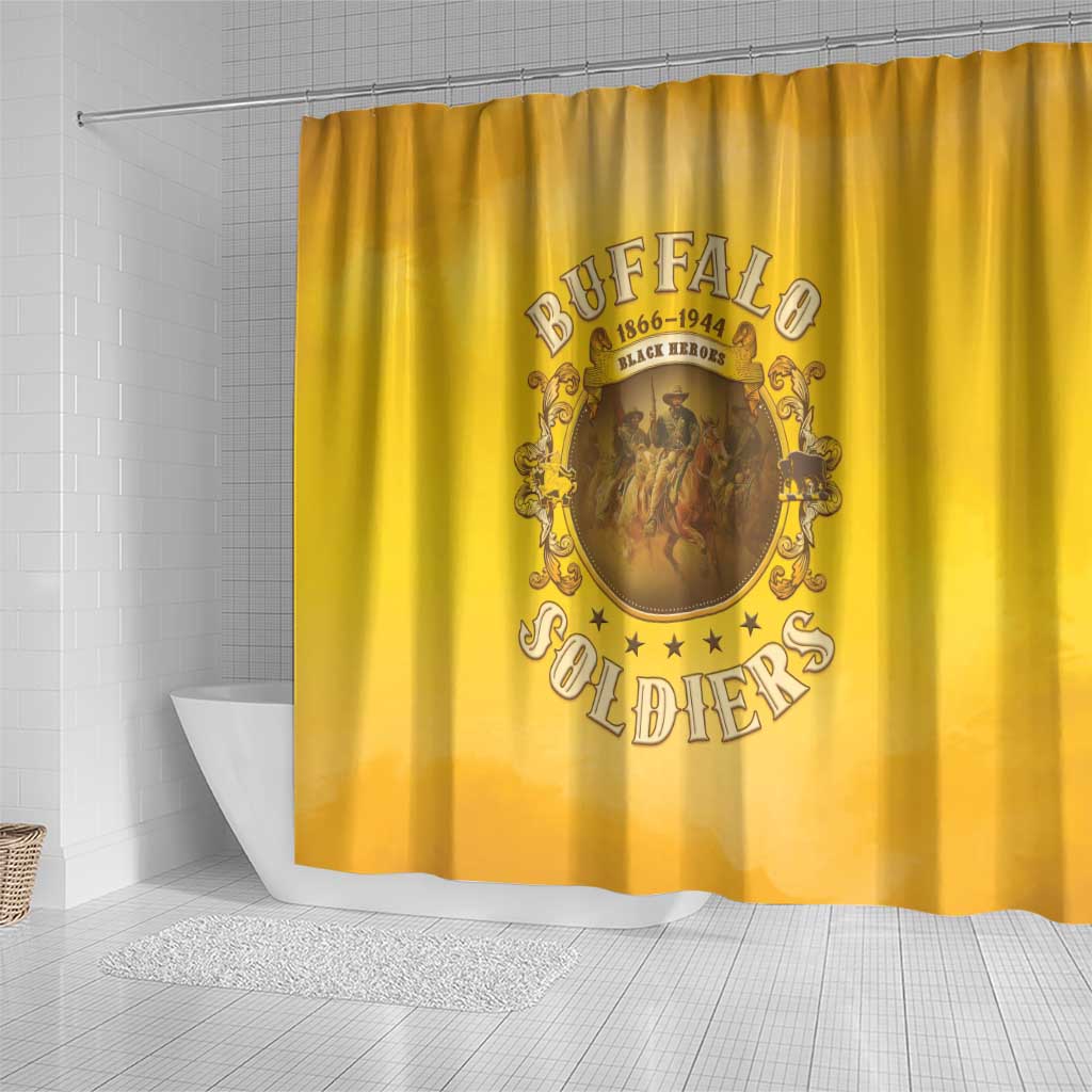 Honor Buffalo Soldiers Shower Curtain African American Cavalry Yellow Version - African Pride