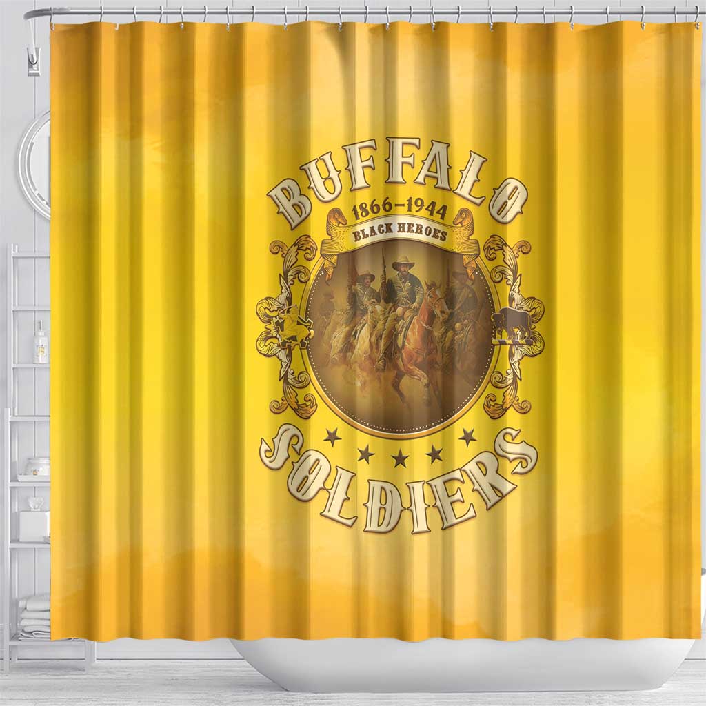 Honor Buffalo Soldiers Shower Curtain African American Cavalry Yellow Version - African Pride
