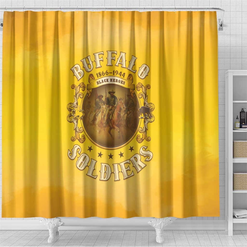 Honor Buffalo Soldiers Shower Curtain African American Cavalry Yellow Version - African Pride