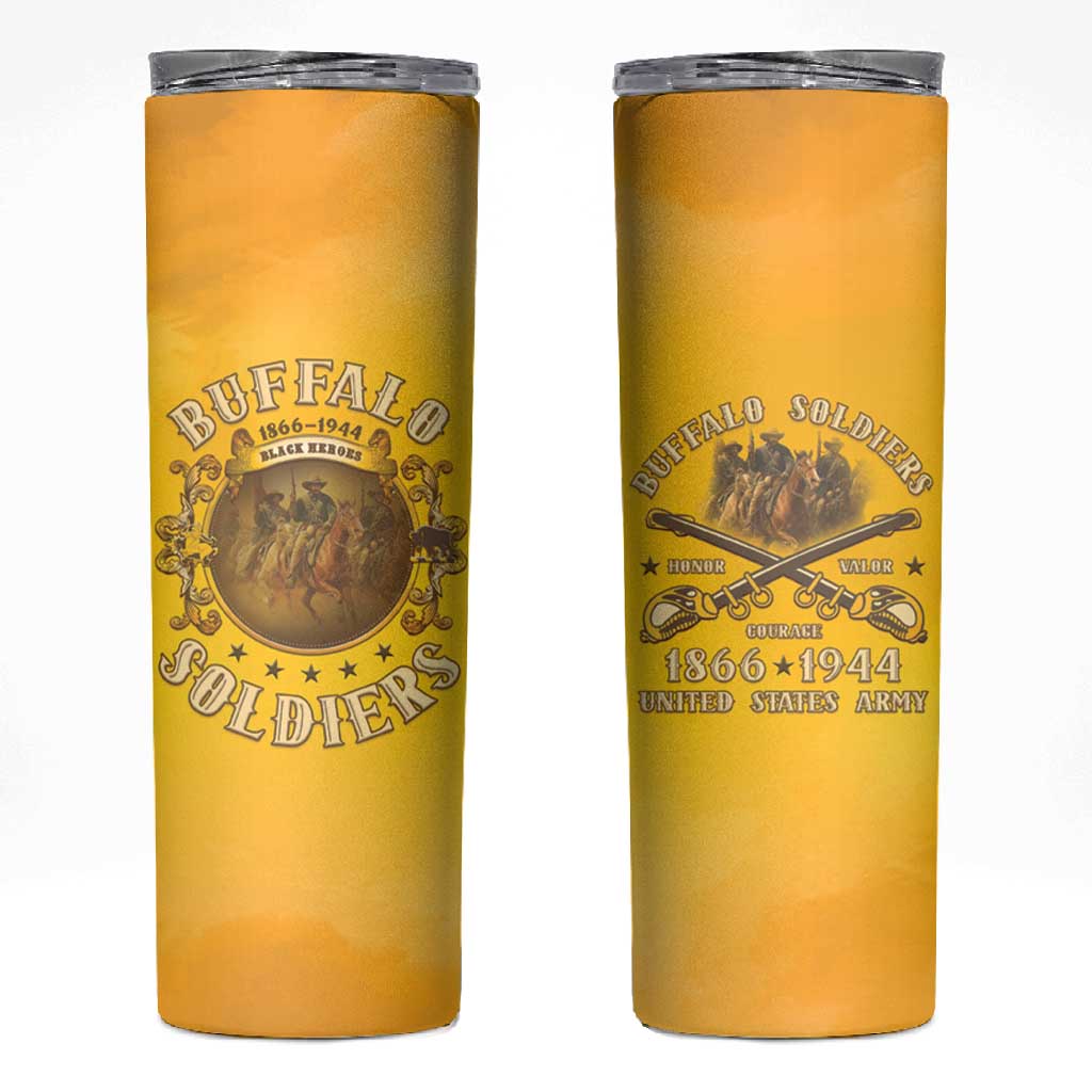 Honor Buffalo Soldiers Skinny Tumbler African American Cavalry Yellow Version - African Pride