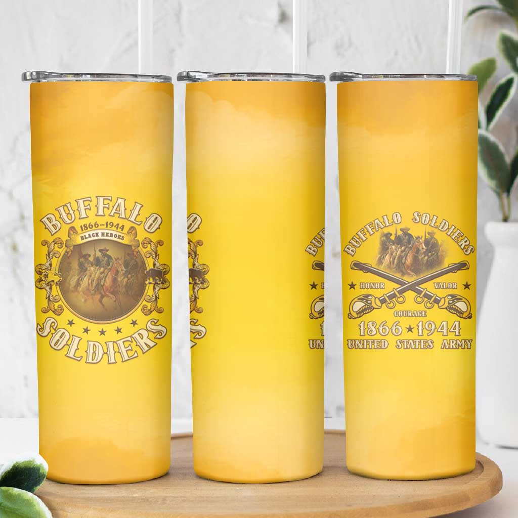 Honor Buffalo Soldiers Skinny Tumbler African American Cavalry Yellow Version - African Pride