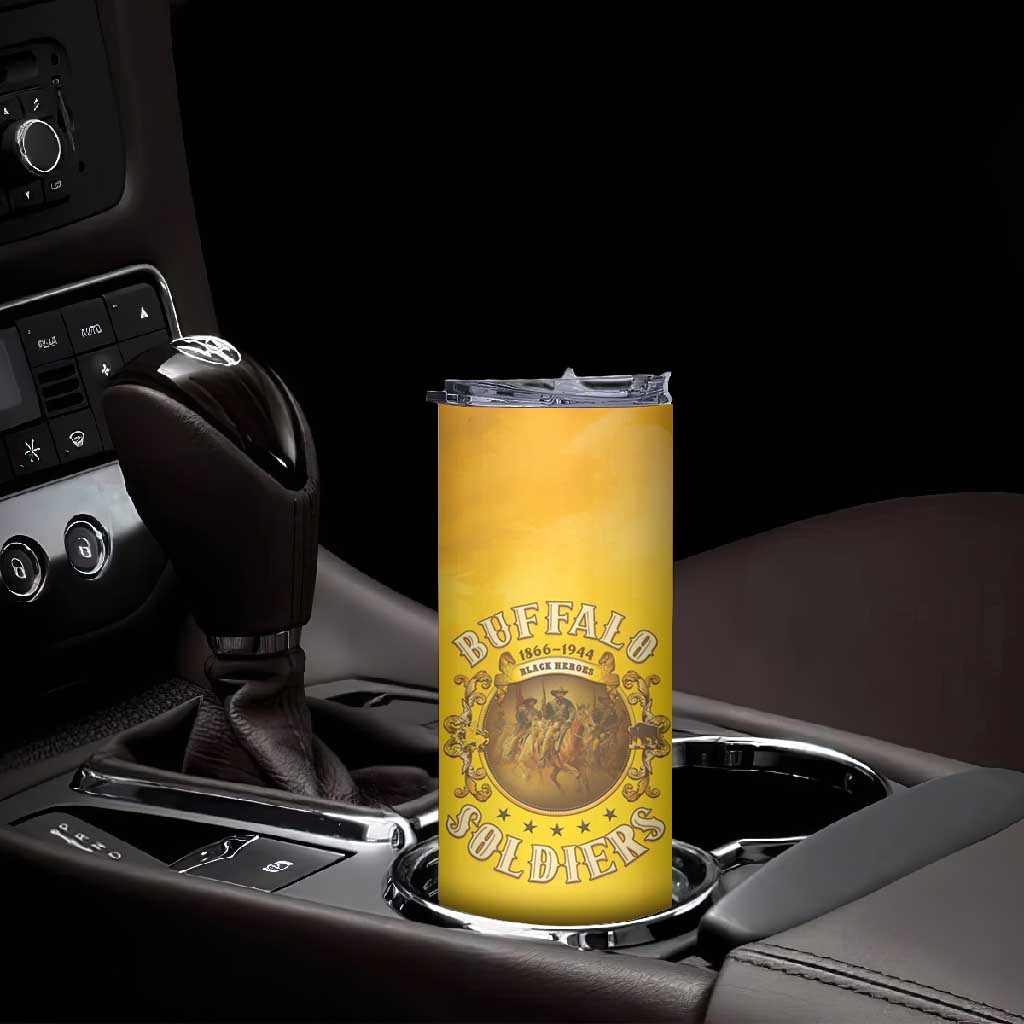 Honor Buffalo Soldiers Skinny Tumbler African American Cavalry Yellow Version - African Pride