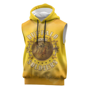 Honor Buffalo Soldiers Sleeveless Hoodie African American Cavalry Yellow Version - African Pride