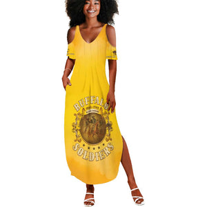 Honor Buffalo Soldiers Summer Maxi Dress African American Cavalry Yellow Version - African Pride