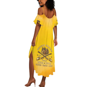 Honor Buffalo Soldiers Summer Maxi Dress African American Cavalry Yellow Version - African Pride