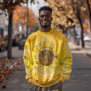 Honor Buffalo Soldiers Sweatshirt African American Cavalry Yellow Version - African Pride