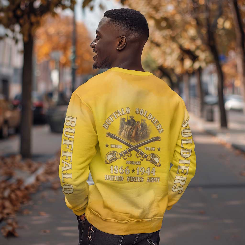 Honor Buffalo Soldiers Sweatshirt African American Cavalry Yellow Version - African Pride