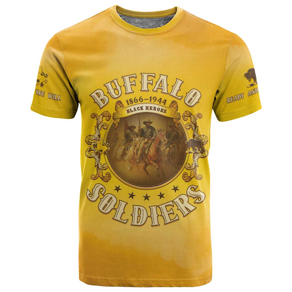 Honor Buffalo Soldiers T shirt African American Cavalry Yellow Version - African Pride