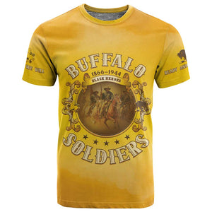 Honor Buffalo Soldiers T shirt African American Cavalry Yellow Version - African Pride