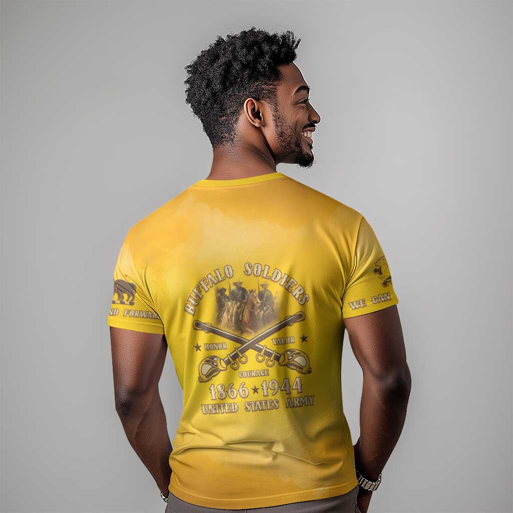 Honor Buffalo Soldiers T shirt African American Cavalry Yellow Version - African Pride