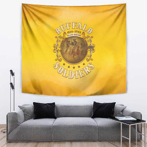 Honor Buffalo Soldiers Tapestry African American Cavalry Yellow Version - African Pride
