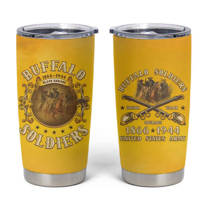 Honor Buffalo Soldiers Tumbler Cup African American Cavalry Yellow Version - African Pride