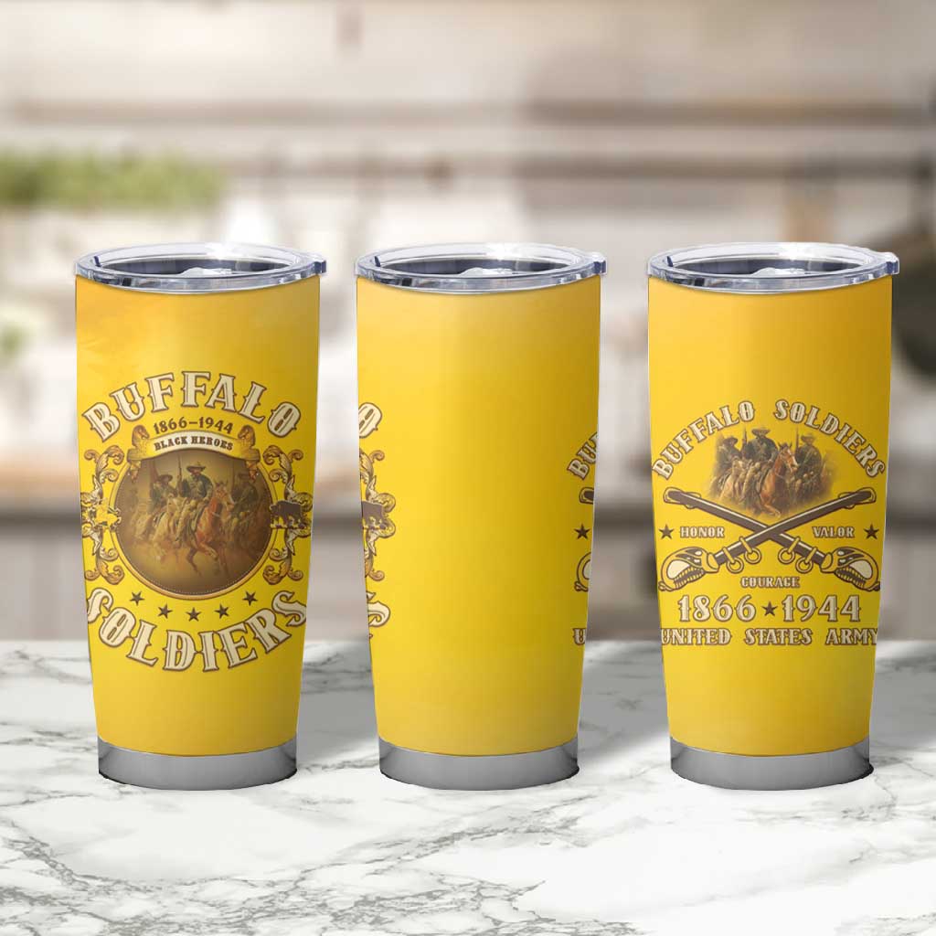 Honor Buffalo Soldiers Tumbler Cup African American Cavalry Yellow Version - African Pride