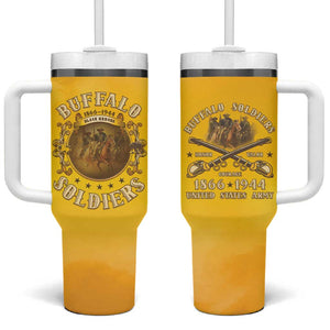 Honor Buffalo Soldiers Tumbler With Handle African American Cavalry Yellow Version - African Pride