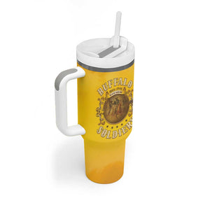 Honor Buffalo Soldiers Tumbler With Handle African American Cavalry Yellow Version - African Pride