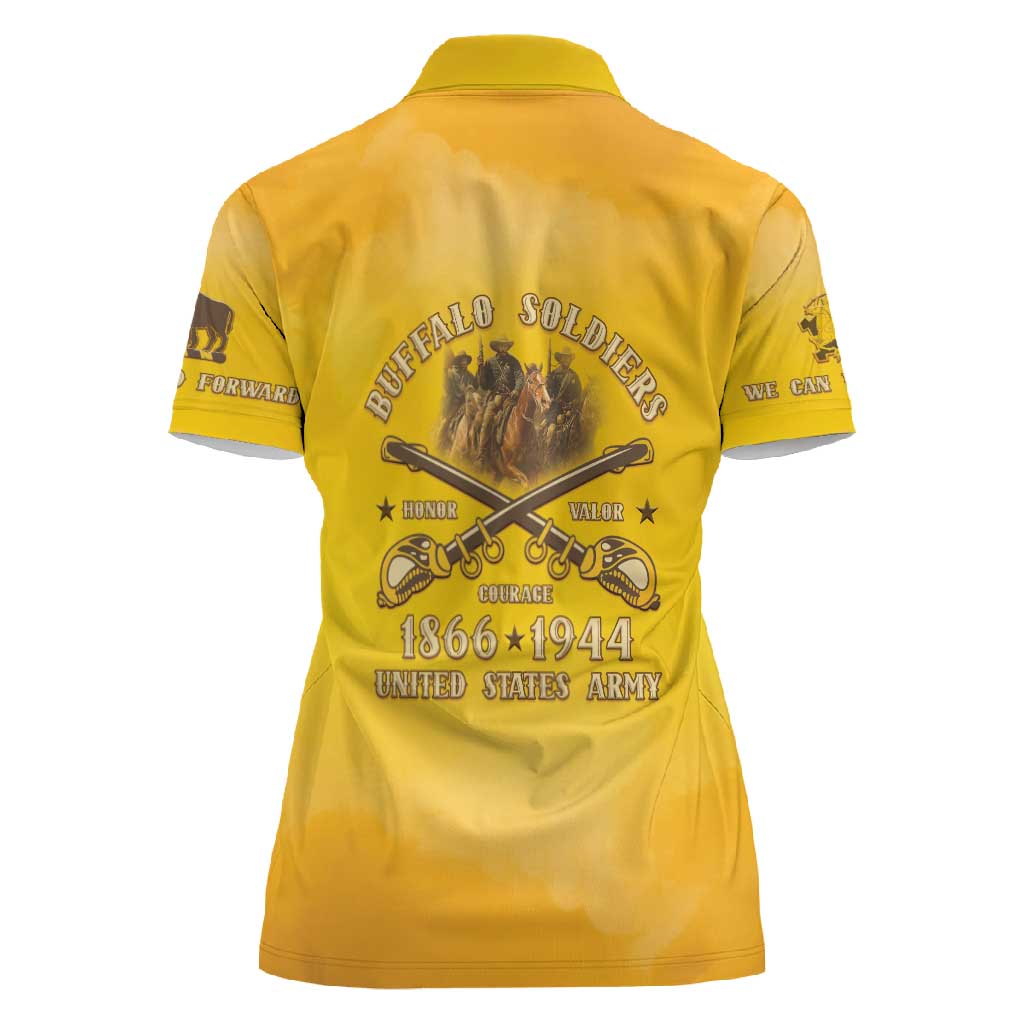 Honor Buffalo Soldiers Women Polo Shirt African American Cavalry Yellow Version - African Pride