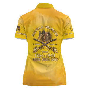 Honor Buffalo Soldiers Women Polo Shirt African American Cavalry Yellow Version - African Pride