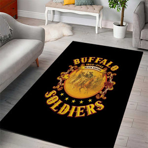 Honor Buffalo Soldiers Area Rug African American Cavalry Black Version - African Pride