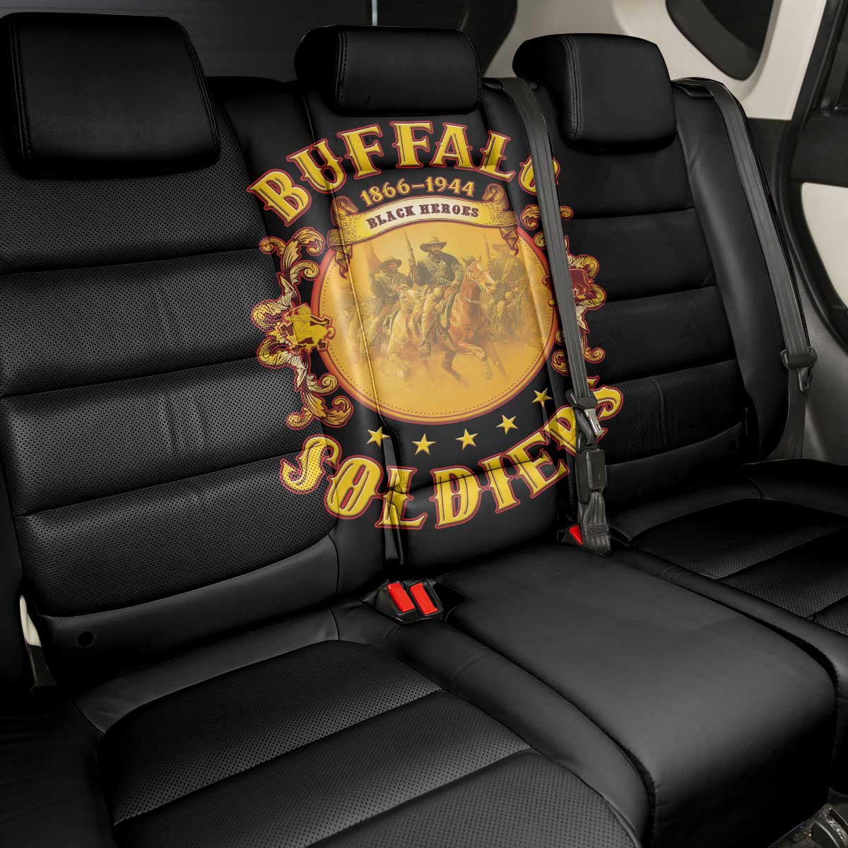 Honor Buffalo Soldiers Back Car Seat Cover African American Cavalry Black Version - African Pride