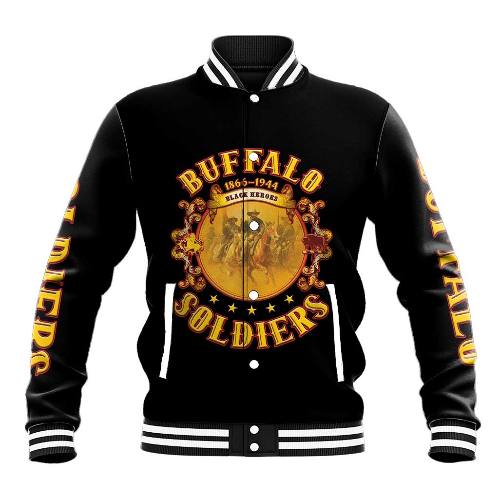 Honor Buffalo Soldiers Baseball Jacket African American Cavalry Black Version - African Pride