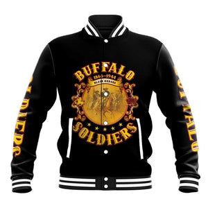 Honor Buffalo Soldiers Baseball Jacket African American Cavalry Black Version - African Pride