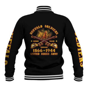 Honor Buffalo Soldiers Baseball Jacket African American Cavalry Black Version - African Pride
