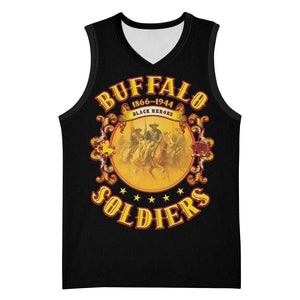 Honor Buffalo Soldiers Basketball Jersey African American Cavalry Black Version - African Pride