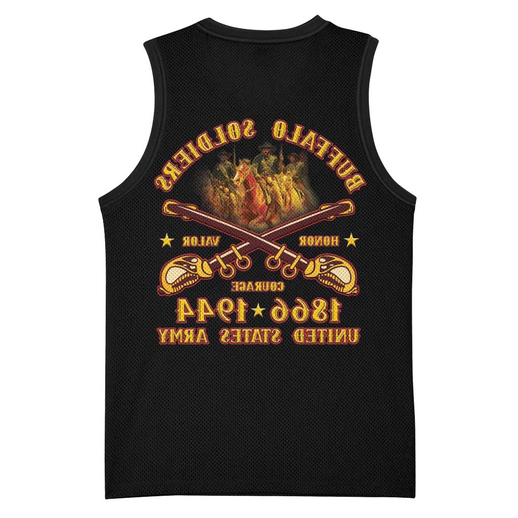 Honor Buffalo Soldiers Basketball Jersey African American Cavalry Black Version - African Pride