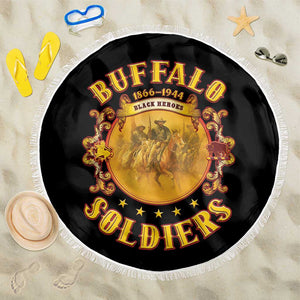 Honor Buffalo Soldiers Beach Blanket African American Cavalry Black Version - African Pride