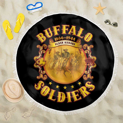Honor Buffalo Soldiers Beach Blanket African American Cavalry Black Version - African Pride