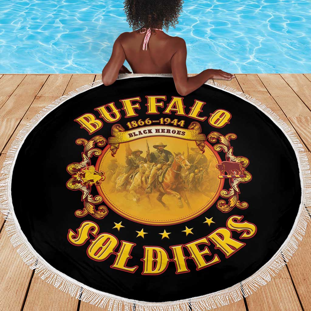 Honor Buffalo Soldiers Beach Blanket African American Cavalry Black Version - African Pride