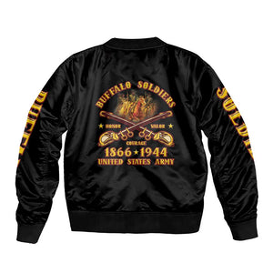 Honor Buffalo Soldiers Bomber Jacket African American Cavalry Black Version - African Pride