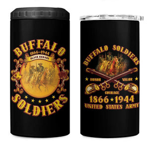 Honor Buffalo Soldiers 4 in 1 Can Cooler Tumbler African American Cavalry Black Version - African Pride