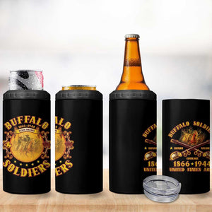Honor Buffalo Soldiers 4 in 1 Can Cooler Tumbler African American Cavalry Black Version - African Pride