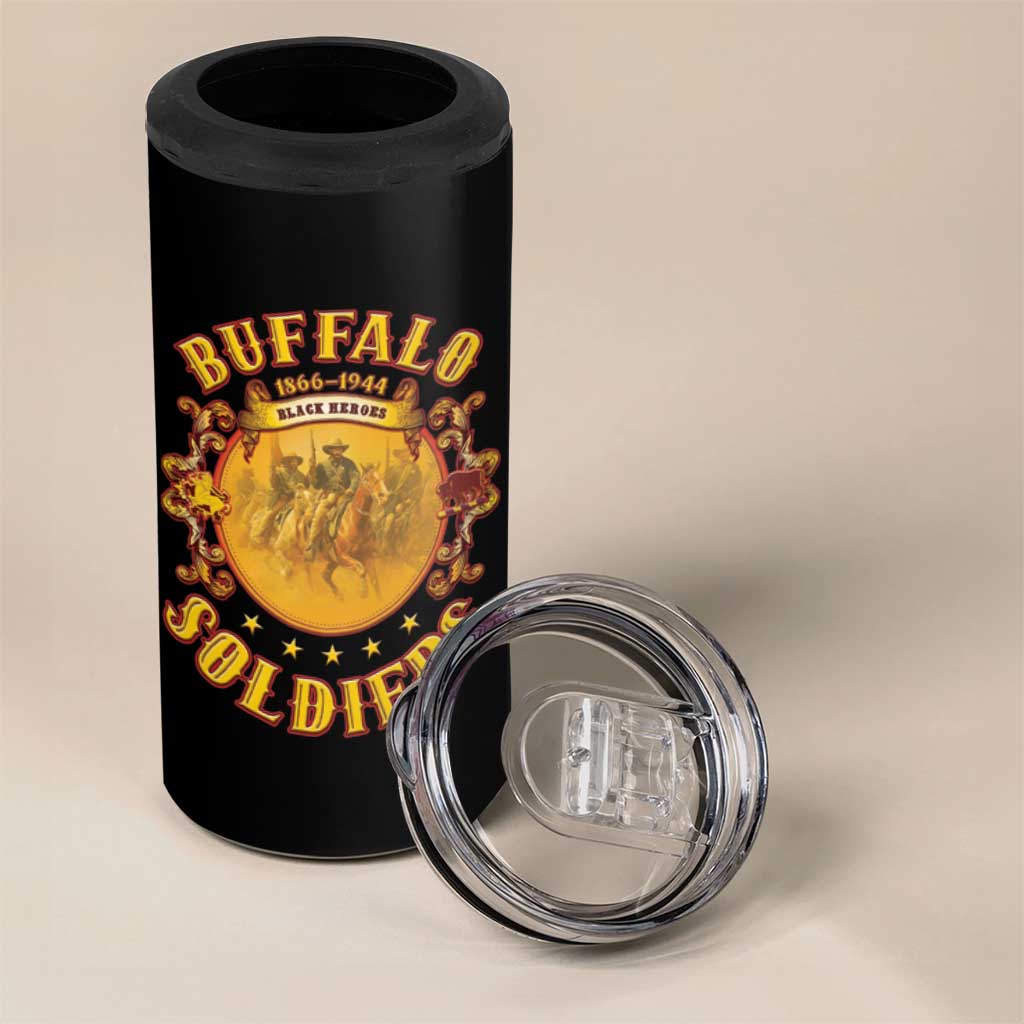 Honor Buffalo Soldiers 4 in 1 Can Cooler Tumbler African American Cavalry Black Version - African Pride