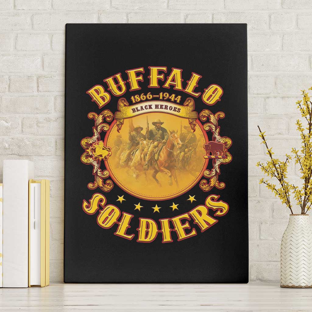 Honor Buffalo Soldiers Canvas Wall Art African American Cavalry Black Version - African Pride