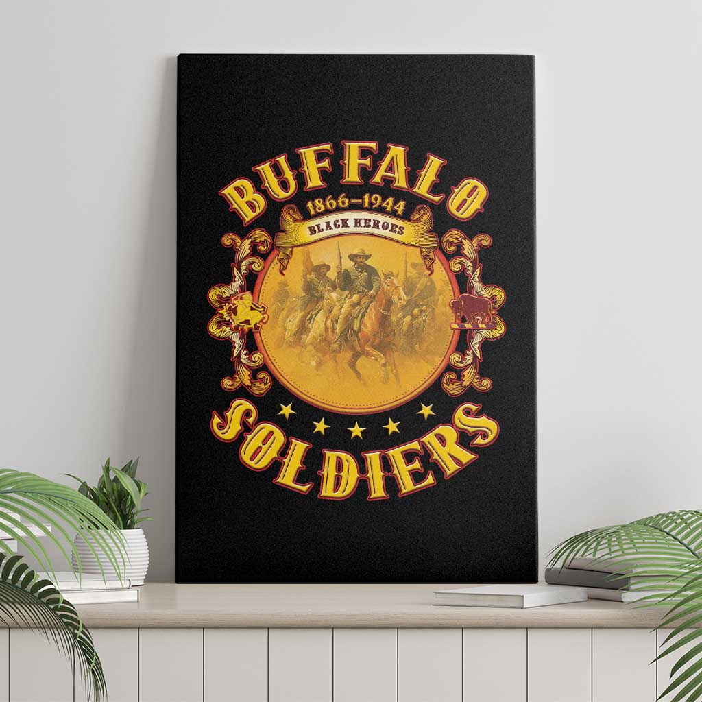 Honor Buffalo Soldiers Canvas Wall Art African American Cavalry Black Version - African Pride