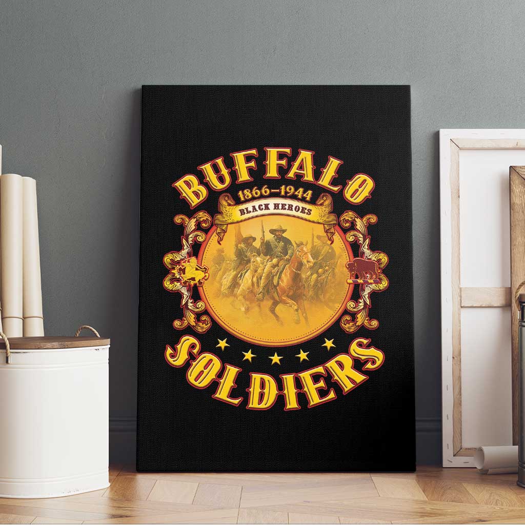 Honor Buffalo Soldiers Canvas Wall Art African American Cavalry Black Version - African Pride