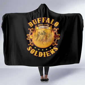Honor Buffalo Soldiers Hooded Blanket African American Cavalry Black Version - African Pride