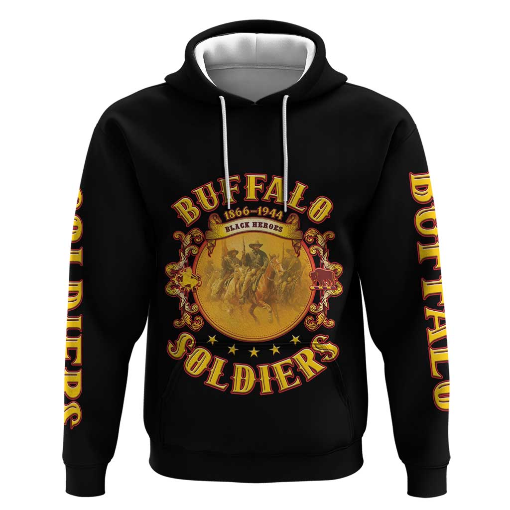 Honor Buffalo Soldiers Hoodie African American Cavalry Black Version - African Pride