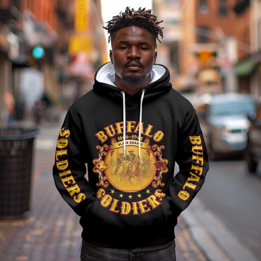 Honor Buffalo Soldiers Hoodie African American Cavalry Black Version - African Pride