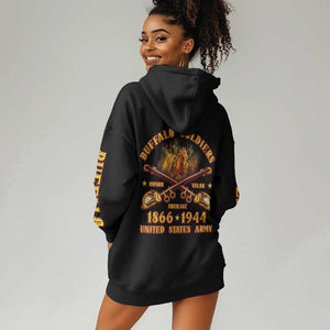 Honor Buffalo Soldiers Hoodie Dress African American Cavalry Black Version - African Pride